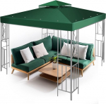 Flexzion 8 x 8-tolline Gazebo asenduskate, veekindel kate v&auml;litingimustes asuva Gazebo Double Tier UV30 katte jaoks varikatused Garden Patio Yard Tent (roheline)