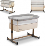 Lionelo Leonie 3-in-1 beebivoodi, kiikumisfunktsioon, 5-tasandiline k&otilde;rguse reguleerimine, kaldasend, madrats, eemaldatav k&uuml;lgsein, rattad, k&uuml;ljetasku, lihtne transportida.