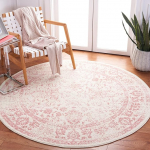 Safavieh Distressed Area Rugs for Living Room Dining Room Bedroom Adirondack Collection Short Pile Ivory and Rose 3ft x 3ft