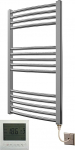 500W x 800H Electric Chrome Towel Rail with Timer and Room Thermostat