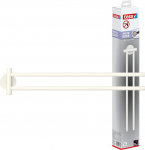 tesa MOON WHITE Handtuchhalter 2-armig, matt valge, f&uuml;r Bad & WC - f&uuml;r B&auml;der im Industrial Style und moderne Badezimmer - bohrfrei, inklusiv Klebel&ouml;sung - 84 mm x 50 mm x 456 mm