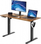 VEVOR reguleeritava k&otilde;rgusega elektriline laud, 140 x 70 cm, seisev laud, 0,72-1,1 m reguleeritav m&auml;lu kontroll, suur arvutilaud, 82 kg kandev&otilde;ime, pruun kontorilaud, arvutilaud, iste ja seisev laud
