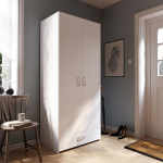 Forte ECONOBOX garderoobikapp 80, klassikaline garderoobikapp 2 ukse ja 1 sahtliga, puitkomposiit, valge, laius 79,7 cm, k&otilde;rgus 190,5 cm, s&uuml;gavus 54,4 cm.