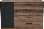 Forte JACKY k&uuml;ljepaneel 4 sahtli ja 1 uksega, komposiitpuit, Script Mud Oak/Must Tamm, B x K x S: 124.9 x 83.1 x 41.3 cm