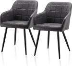 TUKAILAI S&ouml;&ouml;gitoa toolid, 2 tooli, k&ouml;&ouml;gitoolid, polsterdatud toolid, elutoa toolid, k&auml;etugi, seljatugi, kunstnahast iste, polsterdatud tool, polsterdatud iste, metalljalad, tumehall