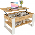 Kohvilaud reguleeritava k&otilde;rgusega ja hoiuruumiga - Kohvilaud - Elutoa laud kokkupandav - Reguleeritava k&otilde;rgusega kohvilaud - Elutoa laud puidust pruun