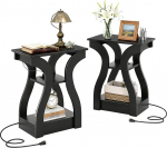 LIFEZEAL k&uuml;ljelaua 2 komplekt koos laadimisjaamaga, &ouml;&ouml;kapp 2 standardse pistikupesa & USB & Type-C, Vintage diivanilaud koos hoiuruumiga, v&auml;ike laud elutuppa, magamistuppa, kontorisse