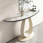 FQMYLTYN Industrieller Konsolentisch mit Gestell, Schmale Marmorplatte, Beistelltisch hinter dem Sofa, ideal f&uuml;r Wohnzimmer, Flur, Foyer und Eingangsbereich(White,120x35x80cm)