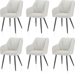 TUKAILAI s&ouml;&ouml;gitoa toolid komplekt 6 linasest kangast, k&ouml;&ouml;gitool, polsterdatud tool, k&auml;etugedega tool, seljatoed, pehme istmepadi, metallist jalad, kaasaegne tugitool k&ouml;&ouml;ki, s&ouml;&ouml;gituppa, elutuppa, kreemikas v&auml;rviga