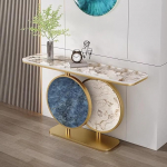 Country Style konsoollaud sissep&auml;&auml;suala jaoks koos hoiukappidega - Dekoratiivne diivanilaud elutuppa ja esikusse - Stiilne 100cm kuldne viimistlus kaasaegse esikusse