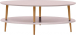 RAGABA OVO madal kohvilaud riiuliga, laius 110 cm x s&uuml;gavus 70 cm, lihtne kokkupanek, FSC puit, pulber roosa