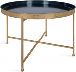 Kate and Laurel Celia Modern Glam Round Coffee Table, 28.3" x 28.3" x 19", merev&auml;e sinine ja kuldne lehtedega &scaron;ikk aksessuaarilaud