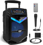 Pyle PA Bluetooth-k&otilde;lar, karaokemasin koos karaokemikrofoniga, muusikakast, Bluetooth-kast, peokast, 1200 W laetav, 15-tolline subwoofer, 1-tolline tweeter, salvestusfunktsioon, peovalgustus,
