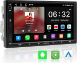 ATOTOZONE A5L Android Double DIN raadio, autoraadio koos satelliitnavigatsiooniga, 7-tolline digitaalne meediavastaja, traadita CarPlay & Android Car, WiFi/Bluetooth/USB Tethering, 2G+32G, MirrorLink, 24-B EQ DSP, FM/RDS/SWC