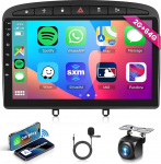 2G 64G Android 13 autoraadio Peugeot 308 408 2007-2015 9-tolline puuteekraaniga autoraadio traadita Carplay Android auto navigatsioon GPS peegel Link Bluetooth FM / RDS raadio WiFi USB + tagurduskaamera