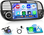 Hikity Android Autoradio 2+64G koos navigatsioonis&uuml;steemiga Fiat 500 2007-2015 traadita Carplay Android auto, 7-tolline puuteekraaniga autoraadio toetab Bluetooth WiFi Mirror Link FM RDS raadio tagurdamine