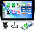 Rimoody 4G + 128G Android Autoradio 2 DIN 10-tolline puuteekraaniga 2 DIN autoraadio traadita Carplay Android auto navigatsioon GPS peeglilink Bluetooth FM/RDS/EQ roolijuhtimine Tagurduskaamera