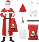 J&otilde;uluvana kost&uuml;&uuml;m Meeste j&otilde;uluvana kost&uuml;&uuml;m t&auml;iskasvanutele, j&otilde;uluvana kost&uuml;&uuml;m koos jope ja p&uuml;kstega, j&otilde;ulupidu Cosplay komplekt