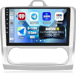 CAMECHO 6+128G 8-tuumaline Android 15 satelliitnavigatsiooniga autoraadio Ford Focus Mk2 2004-2011, 9-tolline HiFi-bluetoothi raadio koos traadita Carplay GPS WiFi Android auto FM RDS peeglilink + Canbus tahavaatekaamera