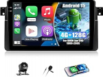 CAMECHO 4+128G 9 Zoll Android 15 Navi Autoradio f&uuml;r BMW 3er E46 1999-2005, E46 Radio Bluetooth mit GPS WiFi Wireless Carplay Android Auto RDS FM Mirror Link +R&uuml;ckfahrkamera, Incell Touchscreen HD