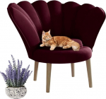 MartHome Glamour Armchair, Velvet Chair, Comfortable Upholstered Chair, High-Quality Shell Chair, Modern Living Room Chair, Elegant Design Chair, Velour Chair with Beech Wood Feet (Red)