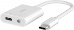 Belkin Rockstar&trade; 3,5 mm audio + USB-C&reg; laadimisadapter k&otilde;rvaklappide adapter kiire laadimine USB-C toiteallikaga 60W iPhone 15, iPad Pro, Galaxy, Note, Google Pixel, LG, Sony Xperia jaoks, valge