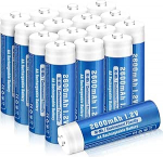 AA patareid, 16 kaupa, 2600 mAh AA patareid, laetavad, NI-MH laetavad patareid AA, suure mahutavusega 1,2 V aku, madala isepuhastusega kodumajapidamispatareid (sinine)