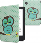 kwmobile Flip Case &uuml;hilduv Kobo Clara 2E / Tolino Shine 4 &uuml;mbris - eReader Case - Owl Sleep Turquoise Brown Mint Green