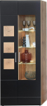 Stella Trading Sonate Display Cabinet in Reclaimed Oak Wood Look, Black, Modern Display Case with Doors and LED Lighting, 80 x 208 x 37 cm (W x H x D)