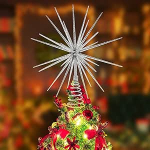 34cm h&otilde;bedane j&otilde;ulupuu topper - 3D Burst Silver Tree Topper, plahvatav t&auml;ht j&otilde;ulupuu kaunistus