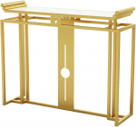 HADECOLL Console Table 31.4 Inch Console Entrance Table, White Marble Sofa Table with Shelves, Decorative Living Room Table, Easy Assembly