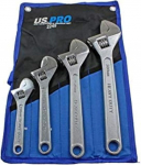 US PRO Tools 2249 Adjustable Wrench Set 6", 8", 10", 12", 4-Piece