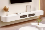 Console Tables Hallway Slim Behind Sofa Table Modern Floating TV Cabinet Wall Mounted with Drawers and Door, White Media Console Entertainment Center Stand Ho