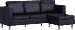 VidaXL Canap&eacute; sectionnel &agrave; 3 places Cuir synth&eacute;tique Noir