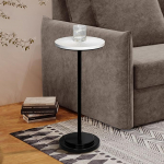 COVLON Drinks Table Carved Table Martini Table Small Side Table Weighted Base Podium Table for Living Room Bedroom Modern White and Black