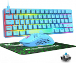 Klaviatuuri hiire komplekt, mehaaniline klaviatuur, sinine l&uuml;litusklaviatuur, multimeedia klaviatuurid, taustavalgustus ja RGB m&auml;nguhiir, 6 nuppu, reguleeritav DPI, ergonoomiline, PS4 PS5 PC Mac Xbox jaoks