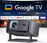 Google TV ja ametlikud rakendused: Projektor 4K tugi, nutikas projektor kodukino 1080P FHD, automaatne fookus ja trapetsikorrektsioon, WiFi Bluetooth kaasaskantav projektor koos p&ouml;&ouml;ratava statiiviga v&auml;ljas/mobiilseks kasutamiseks.