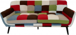 LIBEROSHOPPING.eu - LA TUA CASA IN UN CLIK Sofa Armchair Pouf in Patchwork Fabric with Padded Solid Wood Legs (3 Seats)