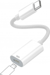 USB C valgustusega helikaabli adapter (kiirlaadimine, andmeedastus), toetab juhtmega k&otilde;rvaklappe koos valgustuspistikuga, &uuml;hildub iPhone 15 ja USB-C mobiiltelefonidega. C-t&uuml;&uuml;pi audioadapteri kaabel