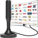 DVBT2 Antenne, DVB-T2 Zimmerantenne f&uuml;r Fernseher, dvbt antenne Geeignet f&uuml;r lokale Sender, 360&deg;-Allroundempfang, toetab 4K/1080P HD Digitale Kan&auml;le, Mit Magnetfu&szlig;l, 2,5 m langes Kabel