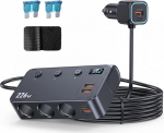 226W autolaadija sigaretis&uuml;&uuml;taja Splitter 9-in-1 Multiport auto toiteadapter 3 pistikupesaga, Dual PD USB-C, 4 USB pesa, LED pinge n&auml;idik, 12V-24V s&otilde;idukite USB laadija jaoks