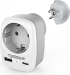 TESSAN Travel Adapter USA Adapter Ameerika Saksamaa pistik 2 USB 2.4A, Pistikupesa Adapter Travel Plug Power Adapter Kanada Tai Mehhiko Wall Charger Charging Station, Adapter USA Power Outlet