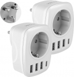 2PC reisimisadapter UK Adapter Inglismaa Saksamaa pistik, VINTAR pistikupesa adapter reisipistikupesa vooluadapter 3 USB A ja 1 USB C porti, sobib Suurbritannia, Inglismaa, Iirimaa, Malaisia, TypG jaoks