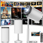 Projektor 4K 1080P Sisseehitatud rakendus Android 13 Kaasaskantav mini videoprojektor 5G WiFi 6 BT 5.4 90&deg; p&ouml;&ouml;ramine Reguleeritav teleskoopiline klamber Automaatne keystone korrektsioon Horisontaalne