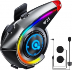 OBEST mootorratta Bluetooth-peakomplektid, mootorratta kiivri k&otilde;rvaklapid LED RGB irisevate tuledega, IP65 veekindlad kiivrik&otilde;rvaklapid AI h&auml;&auml;lassistendiga FM-raadio, BT5.4 mootorratta side