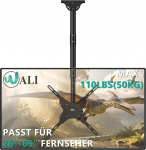 WALI teleri kallutatav ja p&ouml;&ouml;rlev telerihoidik, 26-65-tolline k&otilde;rguse reguleerimine, teleri laekapealne, sobib LED/LCD/OLED/Plasma lameekraanidele, kuni 50 kg, VESA 400 x 400 mm (CM2665), must