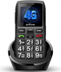 artfone C1+4G Pro Must vanemate mobiiltelefon ilma lepinguta, suurte nuppudega mobiiltelefon koos laadimisjaamaga, pension&auml;ride mobiiltelefon suurte nuppudega, 1800 mAh aku mobiiltelefon eakatele, SOS