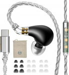EZ EAR BLON BL03II HiFi In-Ear Monitor, uuendatud 10mm Dual Cavity DD In-Ear k&otilde;rvaklapid IEM koos 0.78 2 Pin OFC kaabliga, eemaldatav kaabel muusikule, lauljale, t&ouml;&ouml;le, m&auml;ngimisele, mobiiltelefonile (USB-C,