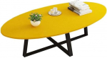 Nordic Solid Wood Coffee Table, Oval Sofa Side Table for Small Apartments, Home, Living Room, Bedroom, Balcony, Negotiating Table, Length 39.4 inches, Yellow