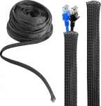 Punutud juhtme muhv, 12mm sisel&auml;bim&otilde;&otilde;duga laiendatav punutud muhv, must kaablijuhtimise muhv, pol&uuml;estrist (PET) kaablijuhtimise muhv, 30M